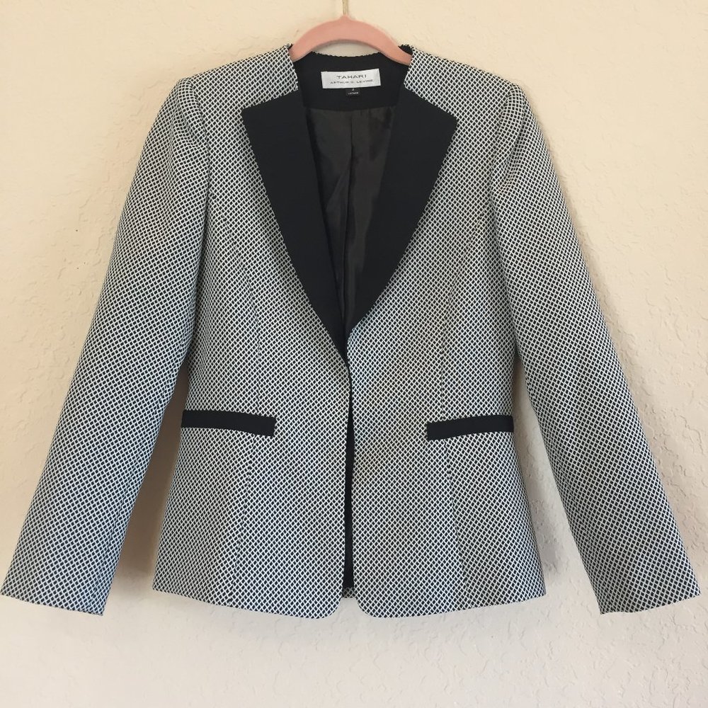 Tahari Arthur S Levine Black & White Jacket Sz 4